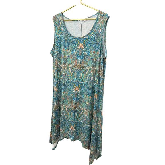 Lucky Brand Sleeveless Teal Paisley Midi Dress Women’s 3X Boho Festival Capsule - Picture 4 of 7